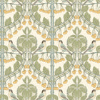 BW45100/3 Birds & Cherries Original Brantwood Aqua Wallpaper By GP & J Baker