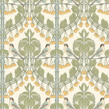BW45100/3 Birds & Cherries Original Brantwood Aqua Wallpaper By GP & J Baker