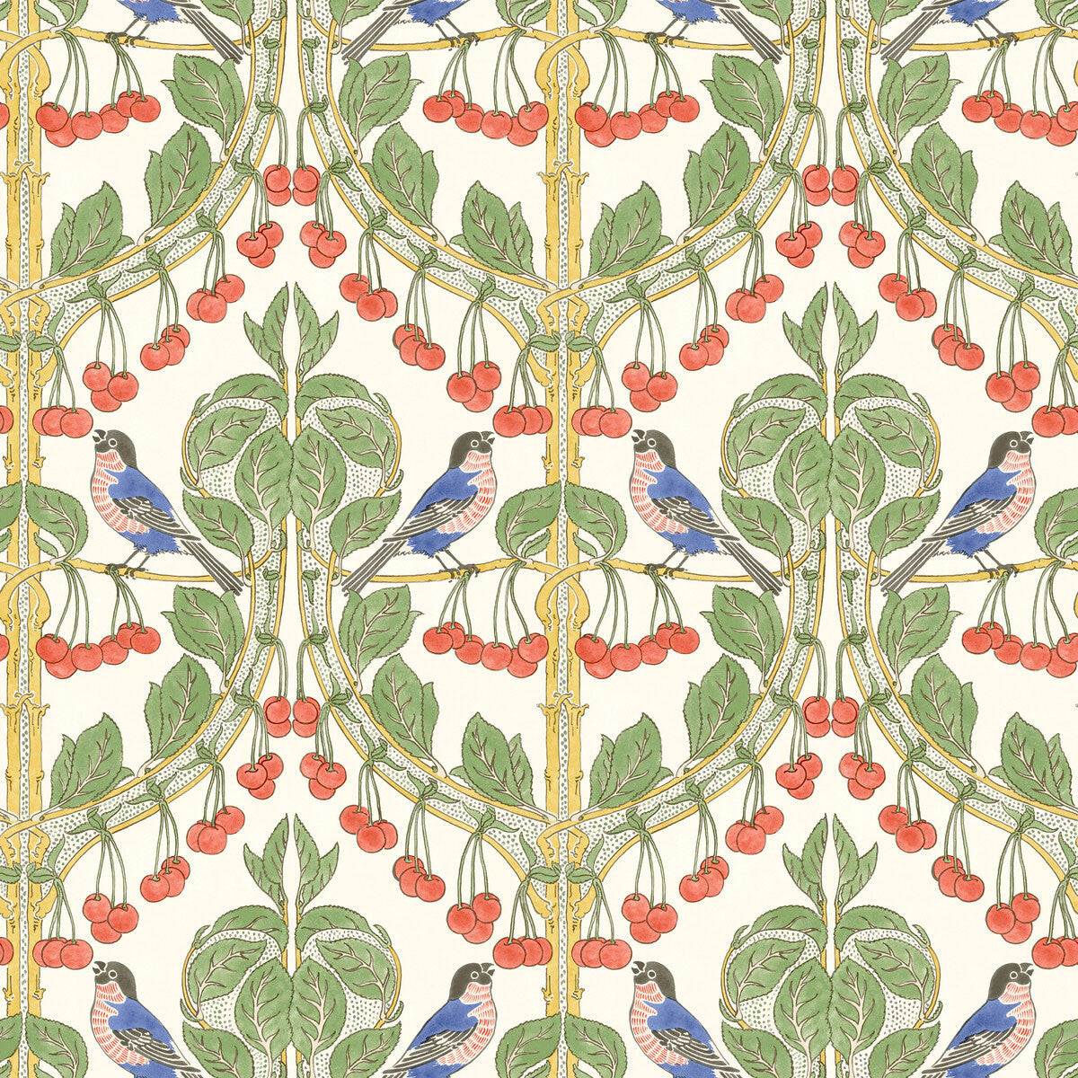 BW45100/4 Birds & Cherries Original Brantwood Multi Wallpaper By GP & J Baker