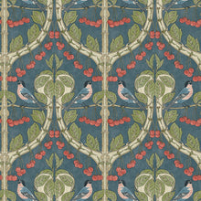 BW45100/5 Birds & Cherries Original Brantwood Indigo Wallpaper By GP & J Baker