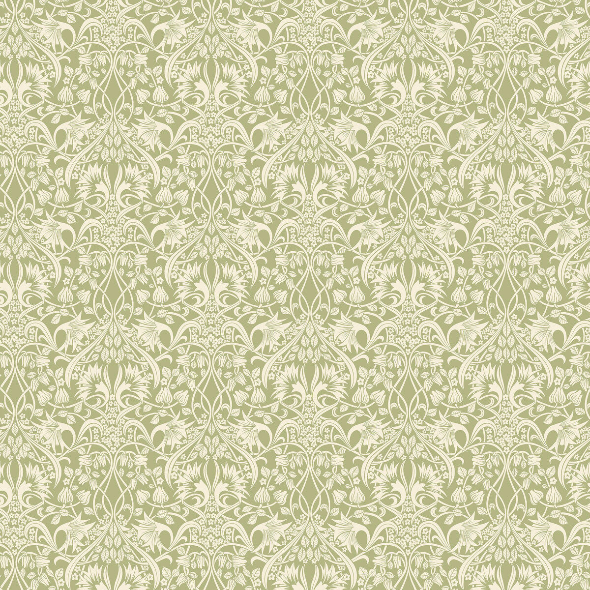 BW45102/1 Fritillerie Original Brantwood Green Wallpaper By GP & J Baker