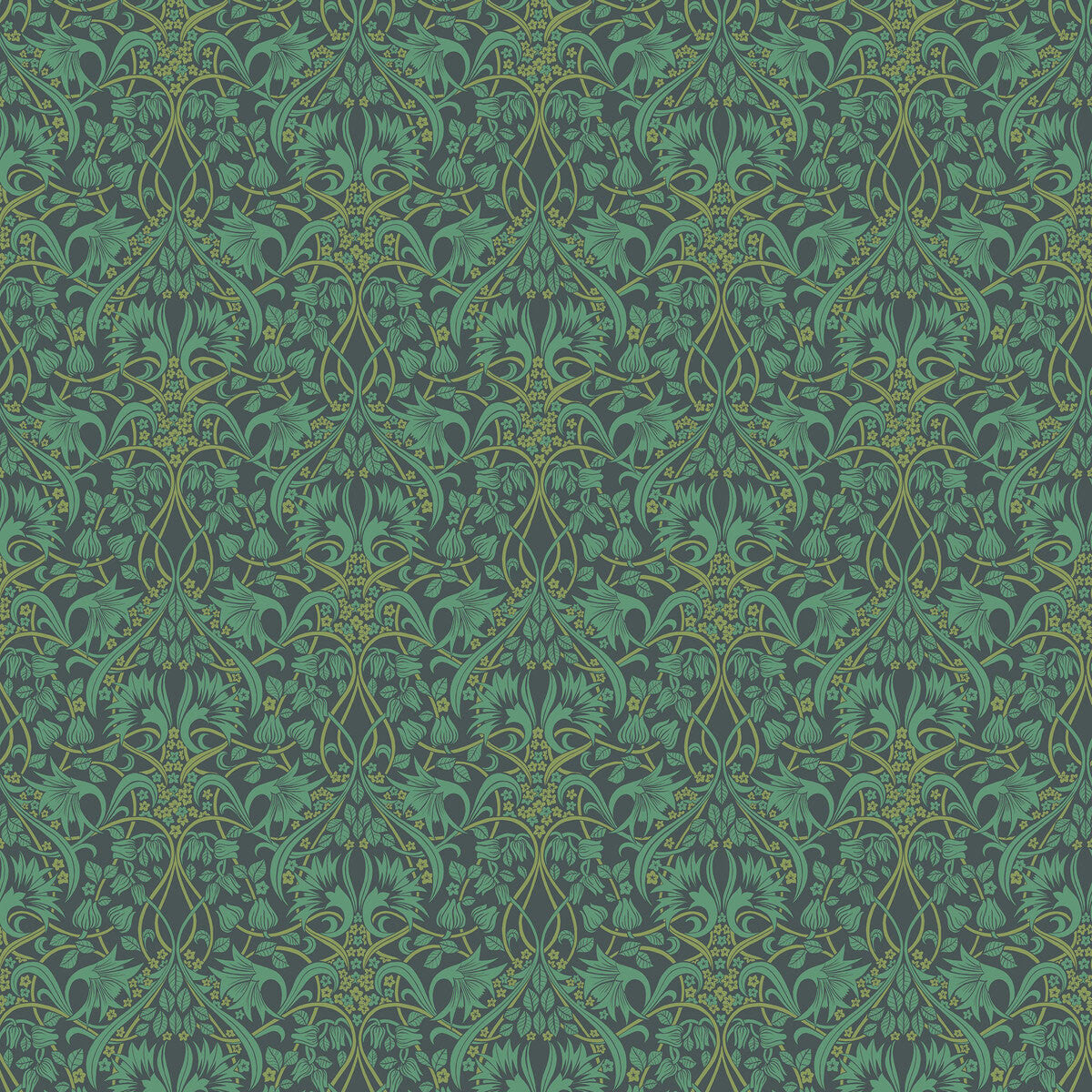BW45102/5 Fritillerie Original Brantwood Indigo and Teal Wallpaper By GP & J Baker