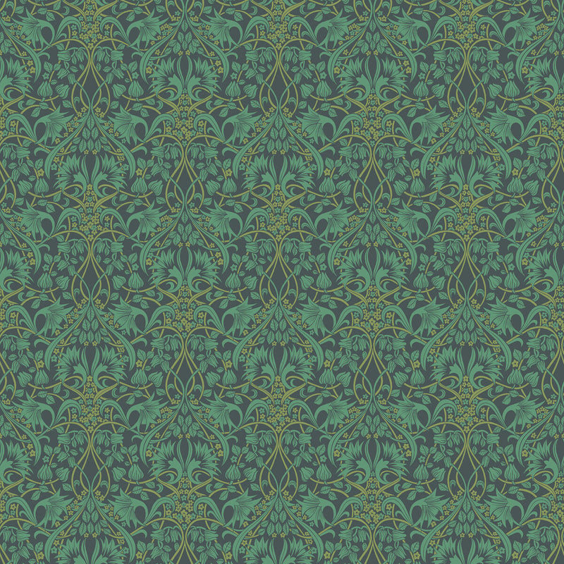 BW45102/5 Fritillerie Original Brantwood Indigo and Teal Wallpaper By GP & J Baker