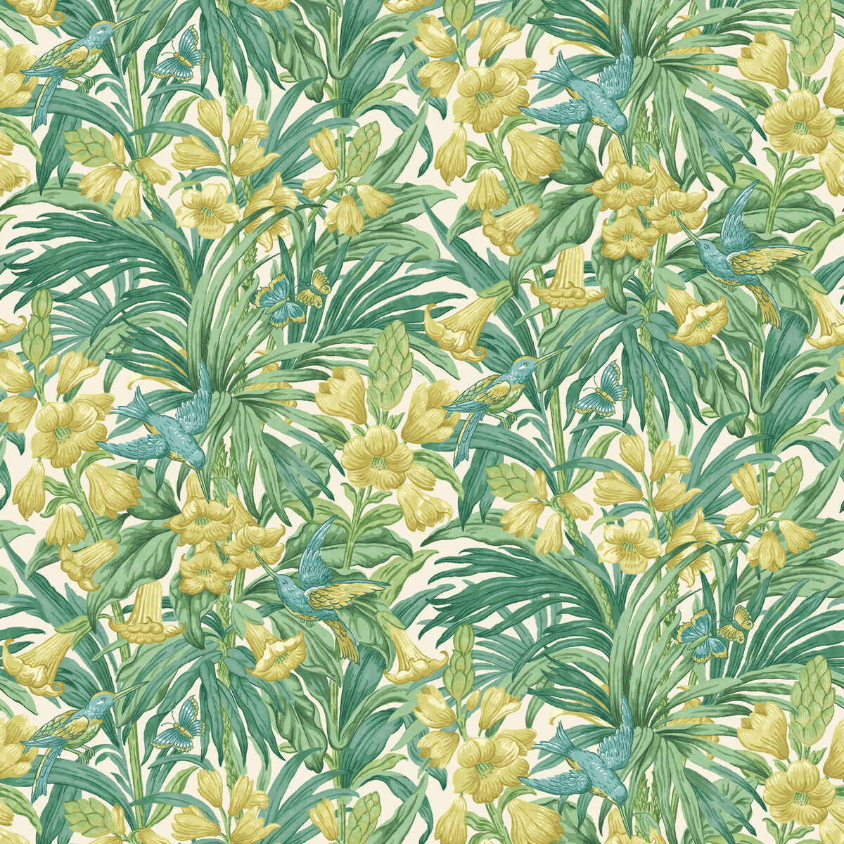BW45103/3 Trumpet Flowers Original Brantwood Emerald Wallpaper By GP & J Baker