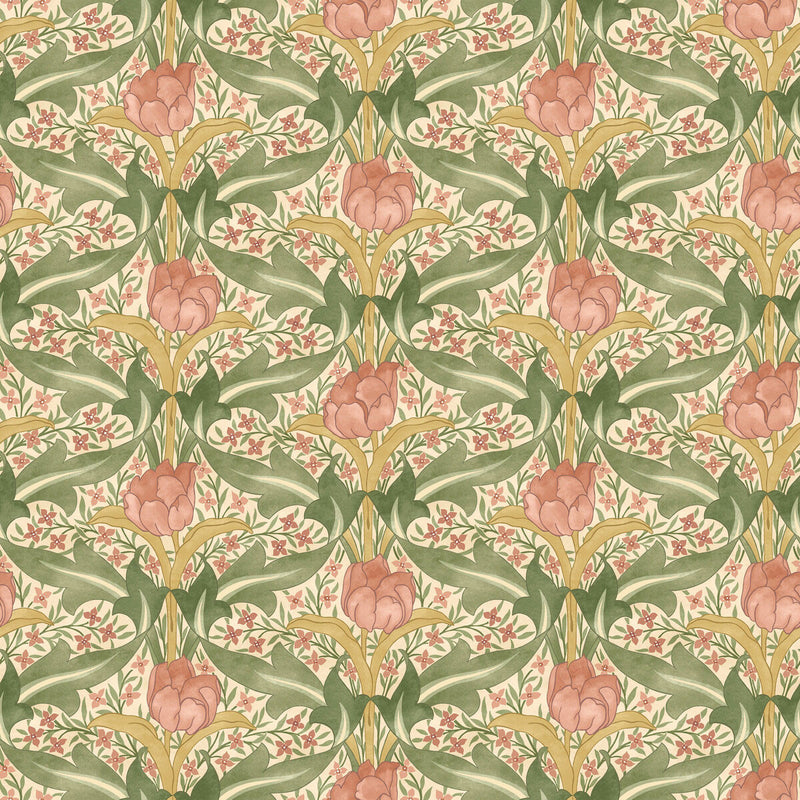 BW45104/4 Tulip & Jasmine Original Brantwood Blush Wallpaper By GP & J Baker