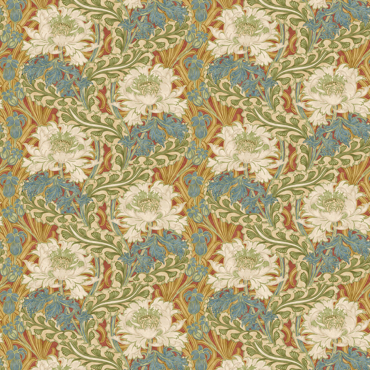 BW45105/1 Original Brantwood Red and Green Wallpaper By GP & J Baker