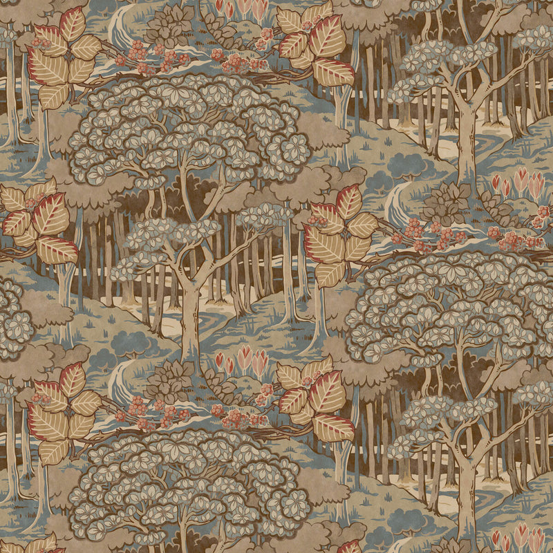 BW45106/2 Ruskin Original Brantwood Teal Wallpaper By GP & J Baker