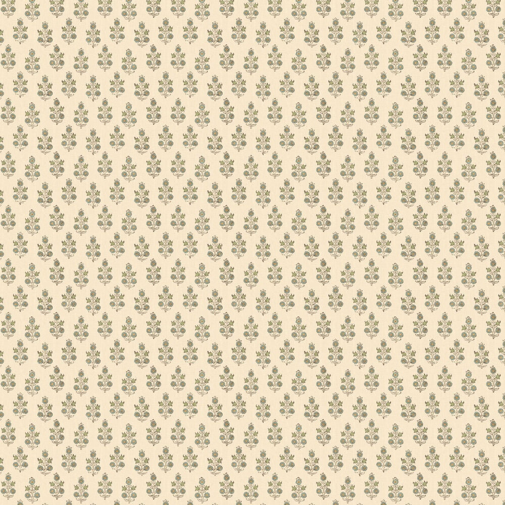 BW45117/2 Poppy Sprig House Small Prints Aqua Wallpaper By GP & J Baker
