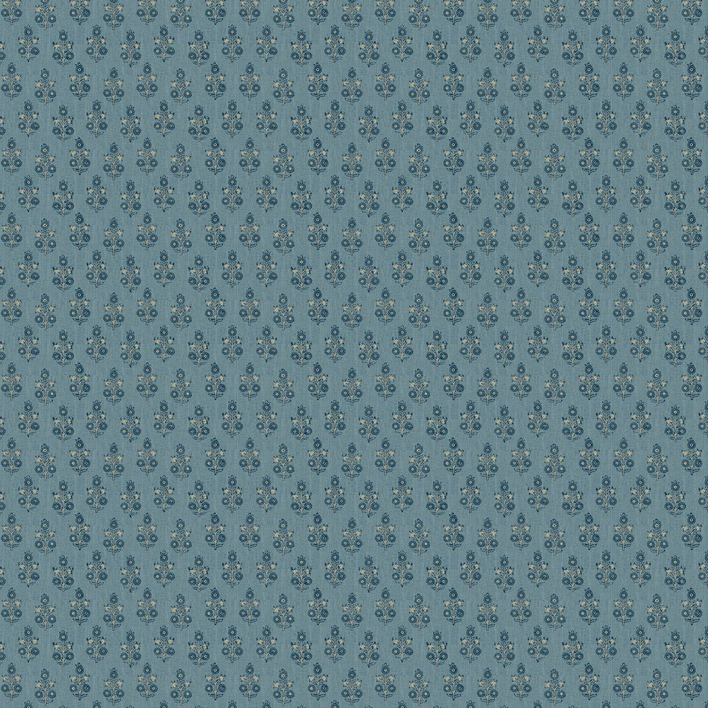 BW45117/5 Poppy Sprig House Small Prints Blue Wallpaper By GP & J Baker