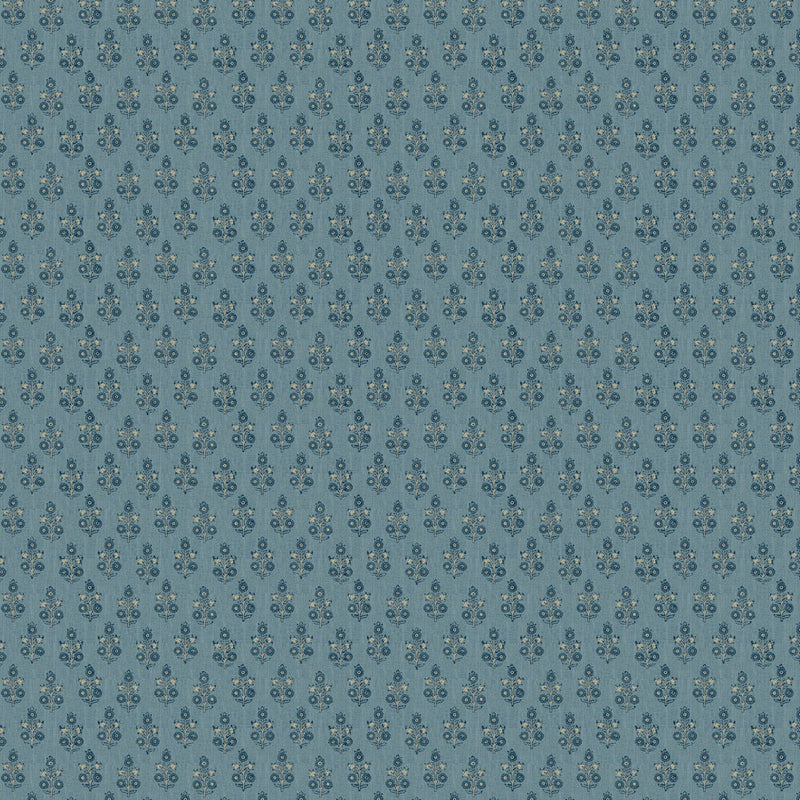 BW45117/5 Poppy Sprig House Small Prints Blue Wallpaper By GP & J Baker