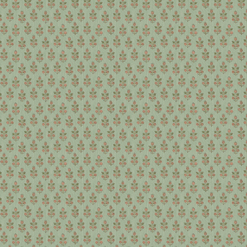 BW45117/6 Poppy Sprig House Small Prints Aqua/Blush Wallpaper By GP & J Baker