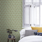 BW45117/6 Poppy Sprig House Small Prints Aqua/Blush Wallpaper By GP & J Baker