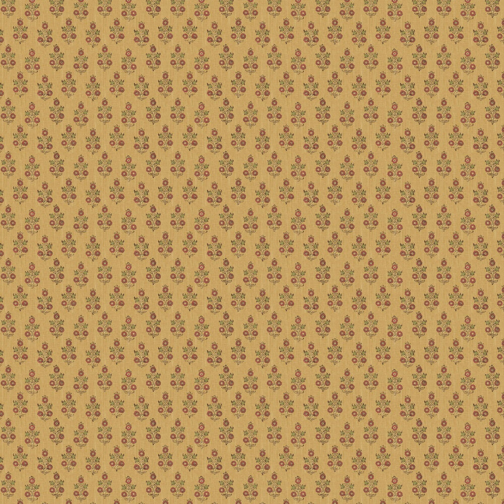BW45117/7 Poppy Sprig House Small Prints Ochre Wallpaper By GP & J Baker