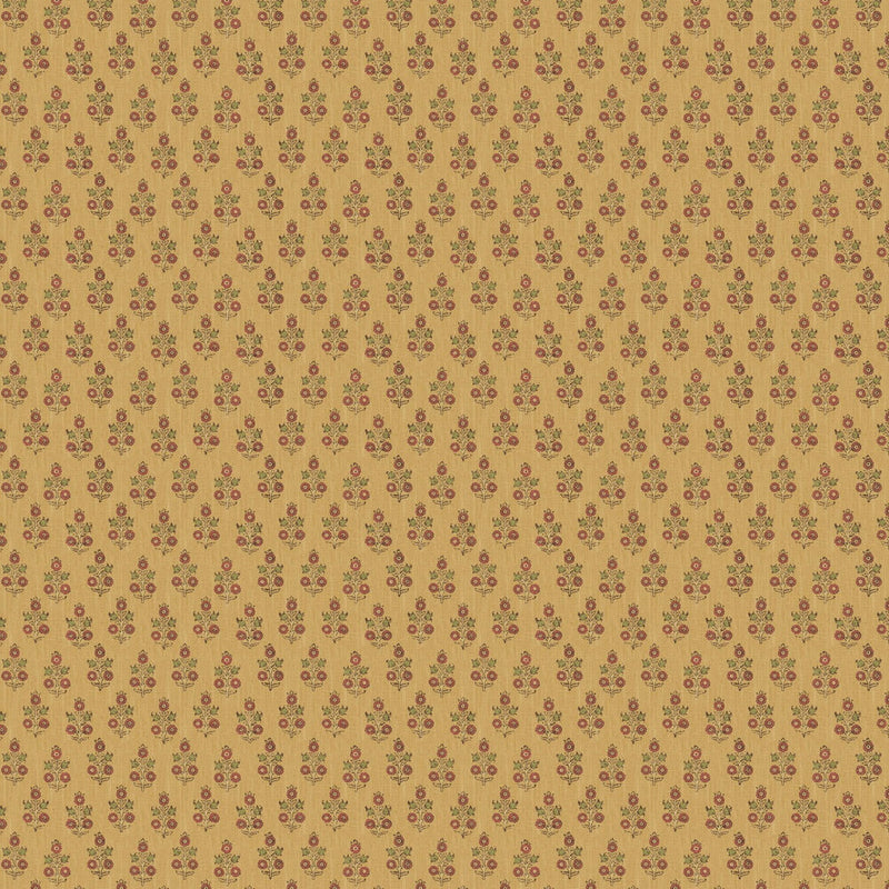 BW45117/7 Poppy Sprig House Small Prints Ochre Wallpaper By GP & J Baker