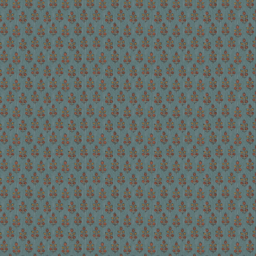 BW45117/8 Poppy Sprig House Small Prints Denim Wallpaper By GP & J Baker