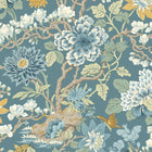 BW45121/3 Little Magnolia Baker Originals Denim and Ochre Wallpaper By GP & J Baker