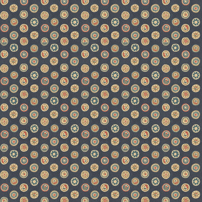BW45147.2 Court Buttons Indigo Royal Court Wallpaper by GP&J Baker
