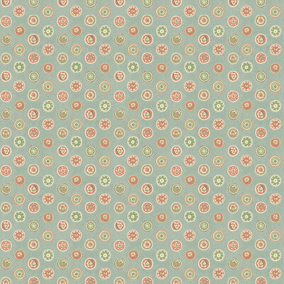 BW45147.6 Court Buttons Aqua Red Royal Court Wallpaper by GP&J Baker