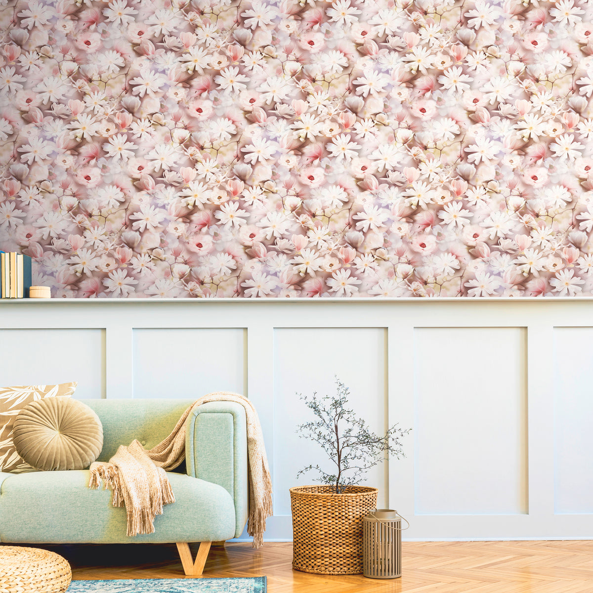 Romantic Daisy Motif Blooming Wild Wallpaper By Galerie