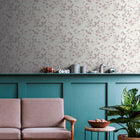 BW51035 Delicate Buttercup Motif Blooming Wild White, Pink and Grey Wallpaper By Galerie