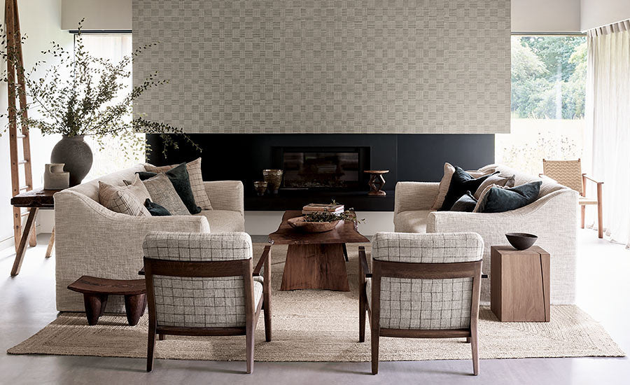 MW135/01 Basketweave Collage II Jasper White Wallpaper by Mark Alexander