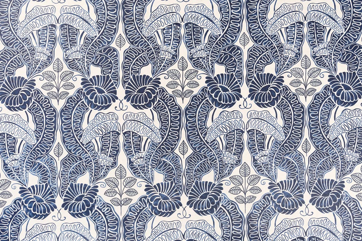 Belle-De-Nuit Cobalt Wallpaper by Christopher Farr Cloth