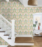 Birds & Cherries Original Brantwood Red and Green Wallpaper By GP & J Baker