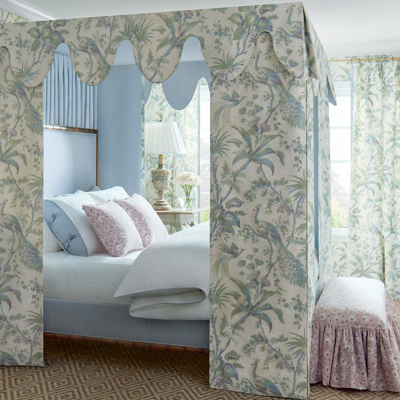 Peacock Toile Bristol Blue & Green Wallpaper by Anna French | AT57830