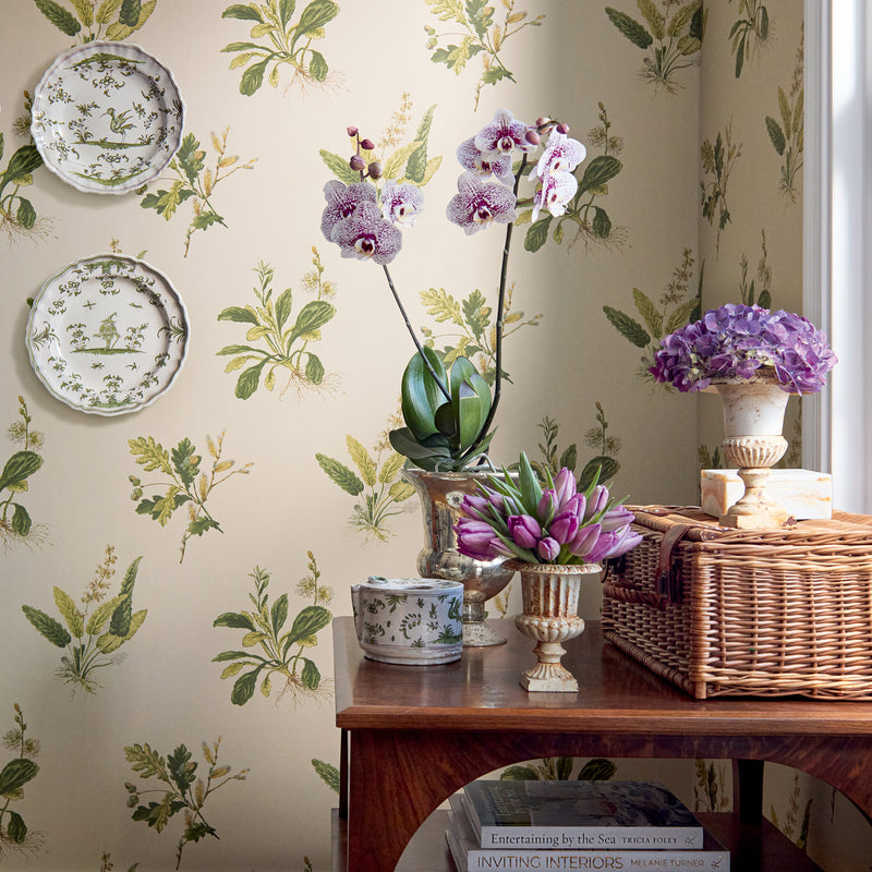 Woodland Bristol Soft Blue Beige Wallpaper by Anna French | AT57850