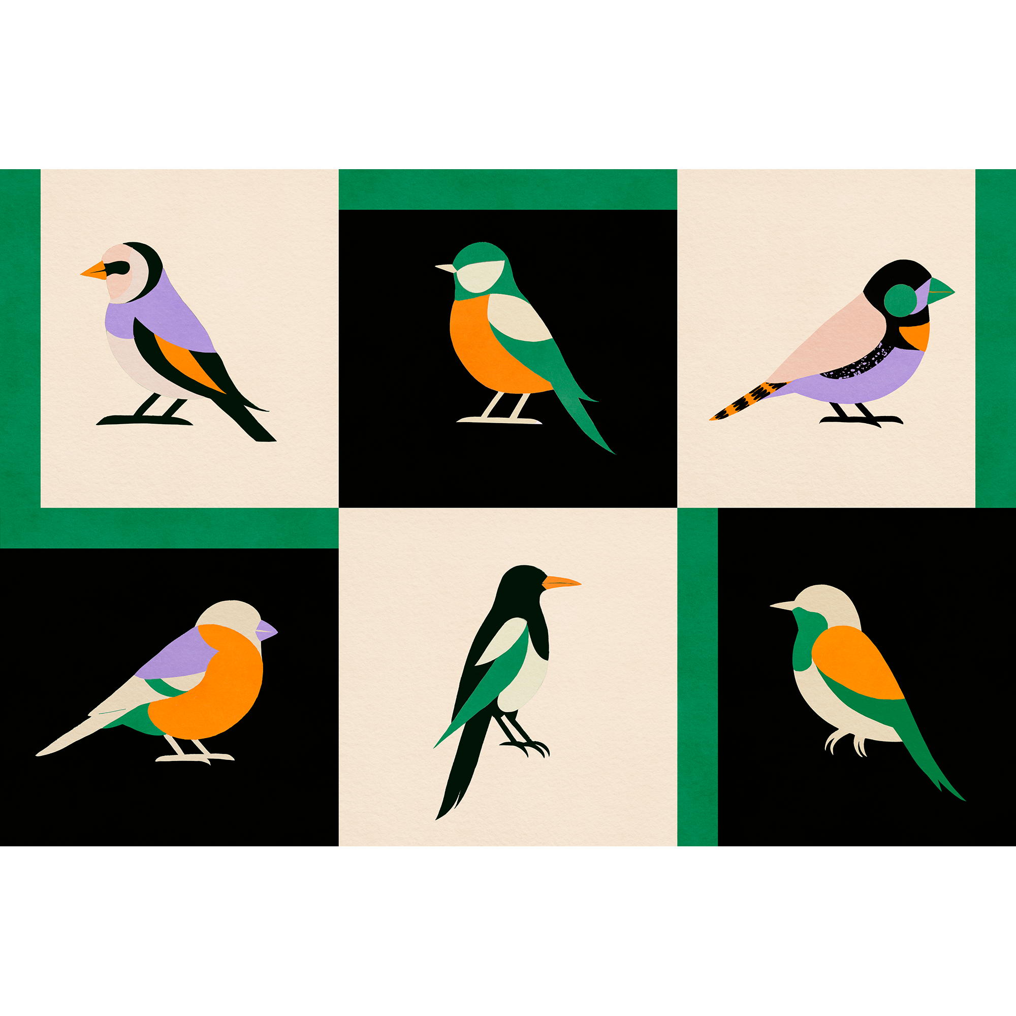 Like a Bird Noir Coco Dávez Colortherapills Wallpaper by Coordonné