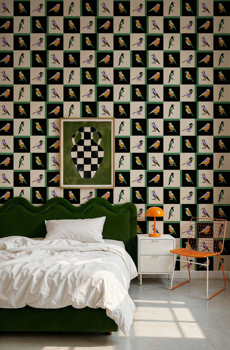 Like a Bird Noir Coco Dávez Colortherapills Wallpaper by Coordonné
