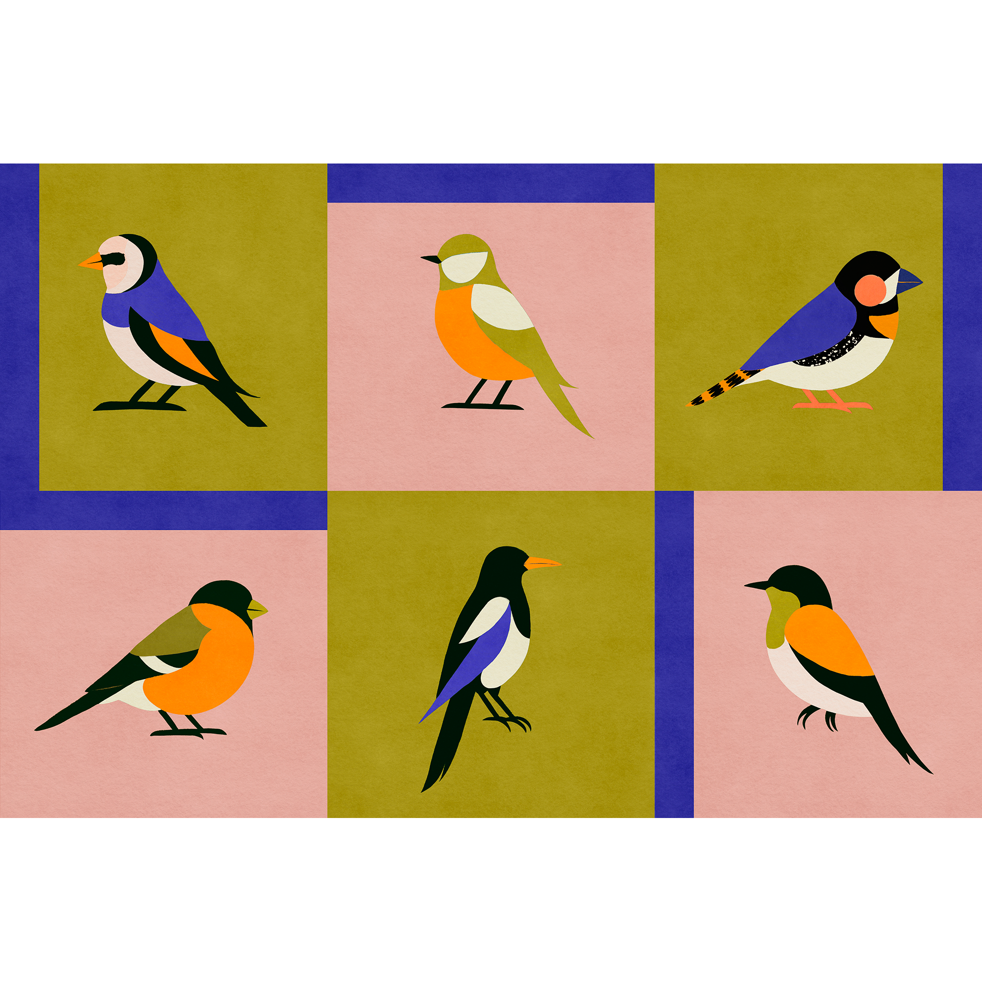 Like a Bird Cobalt Coco Dávez Colortherapills Wallpaper by Coordonné