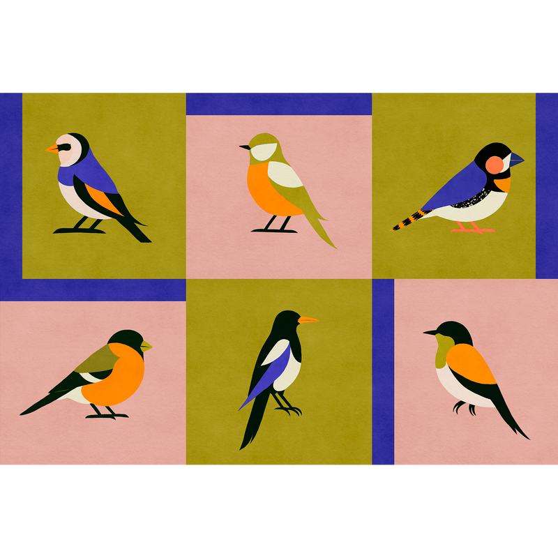 Like a Bird Cobalt Coco Dávez Colortherapills Wallpaper by Coordonné