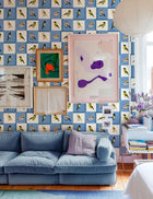 Like a Bird Blue Coco Dávez Colortherapills Wallpaper by Coordonné