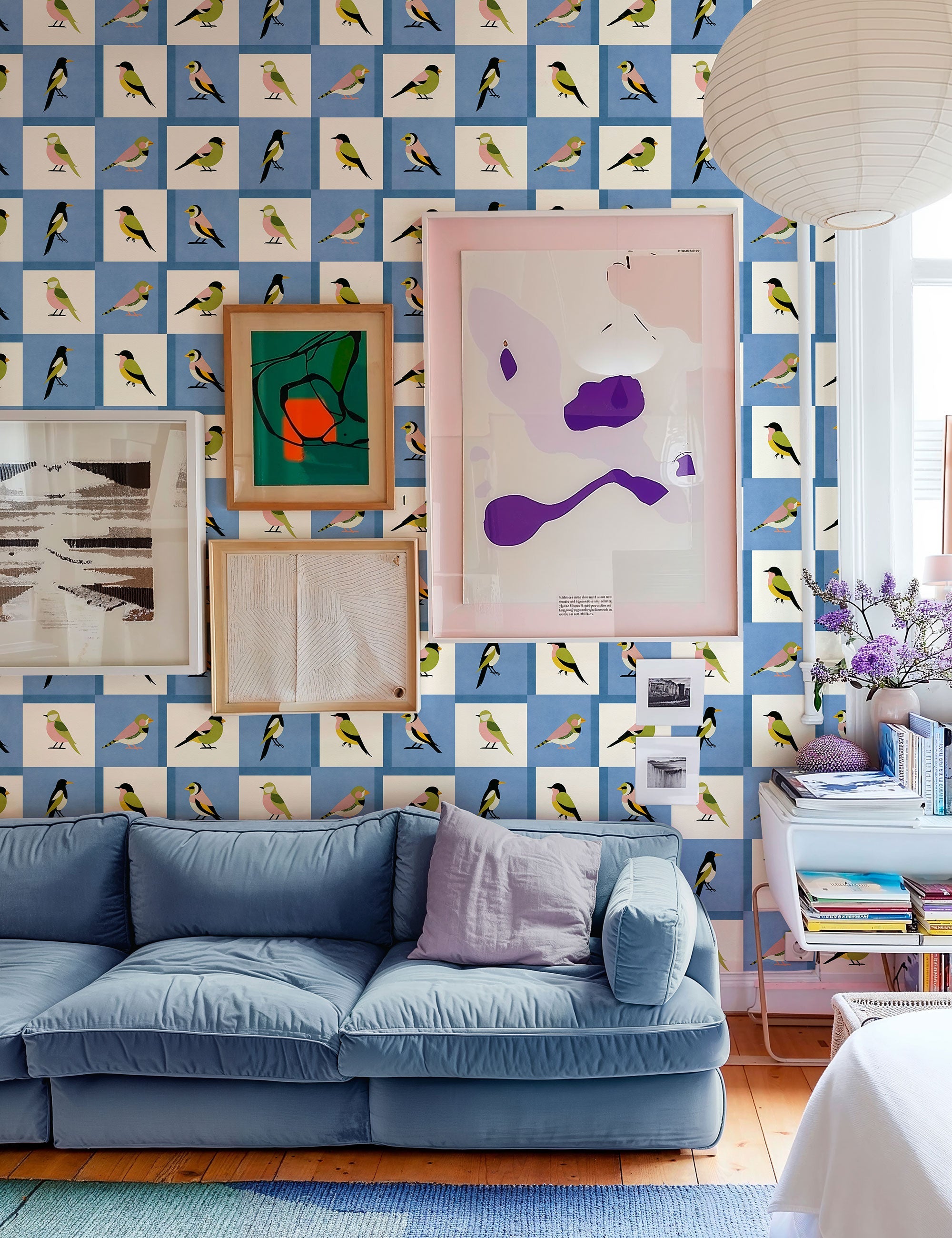 Like a Bird Blue Coco Dávez Colortherapills Wallpaper by Coordonné
