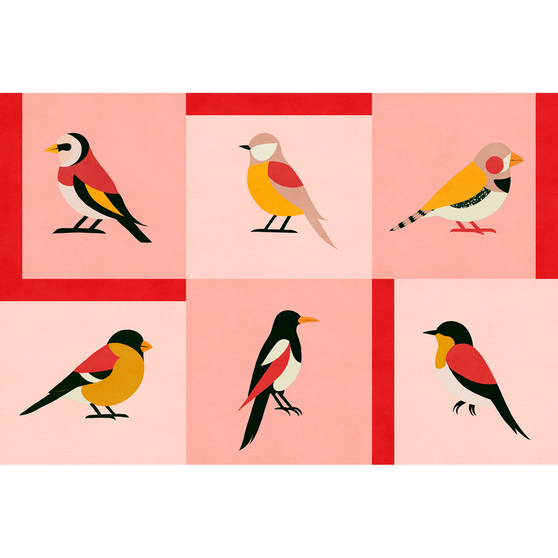 Like a Bird Pink Coco Dávez Colortherapills Wallpaper by Coordonné