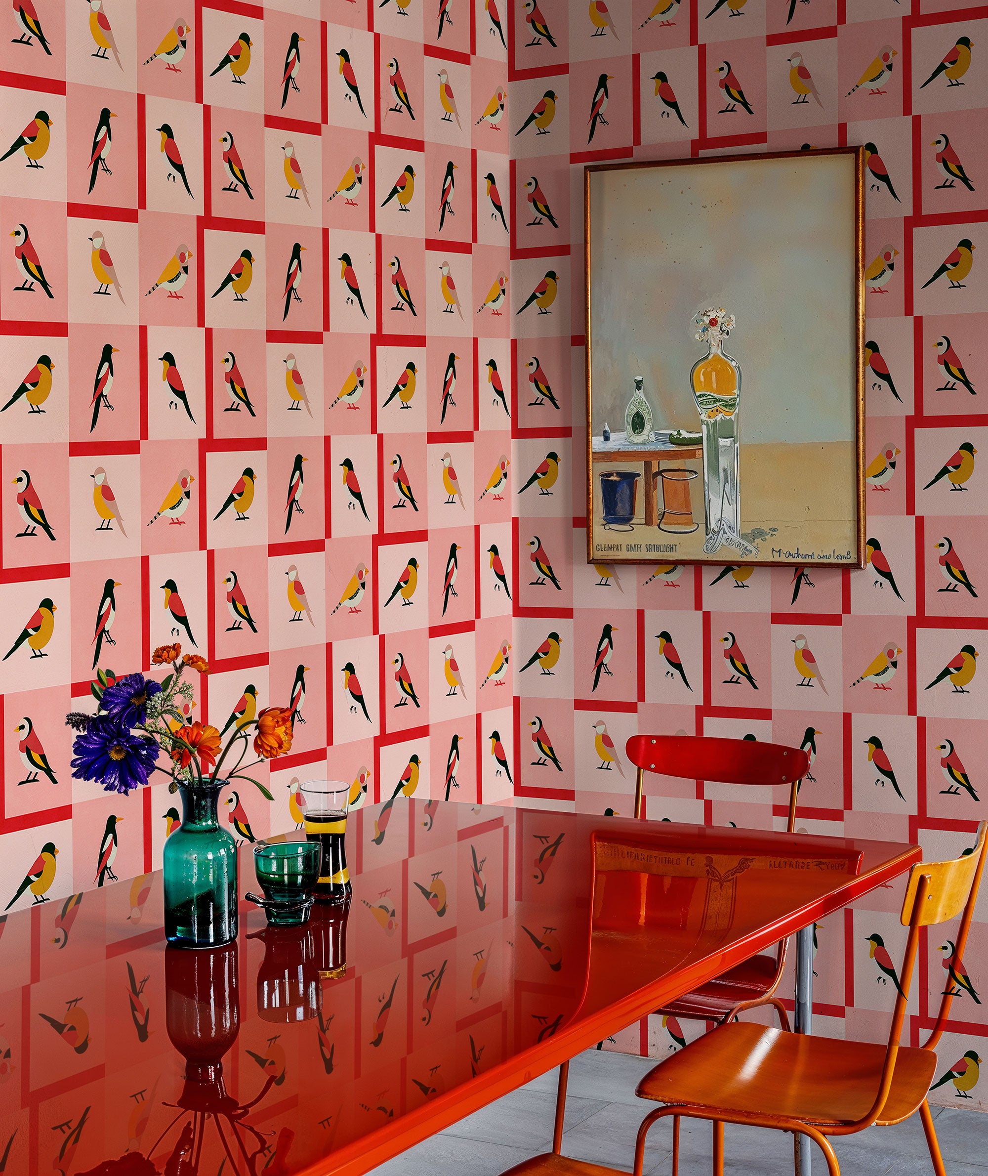 Like a Bird Pink Coco Dávez Colortherapills Wallpaper by Coordonné