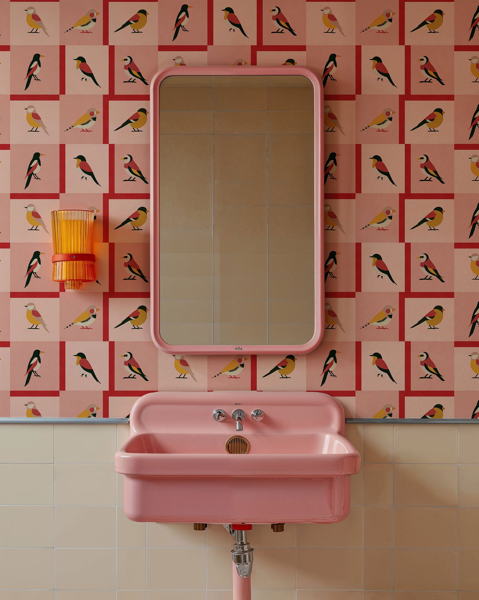 Like a Bird Pink Coco Dávez Colortherapills Wallpaper by Coordonné