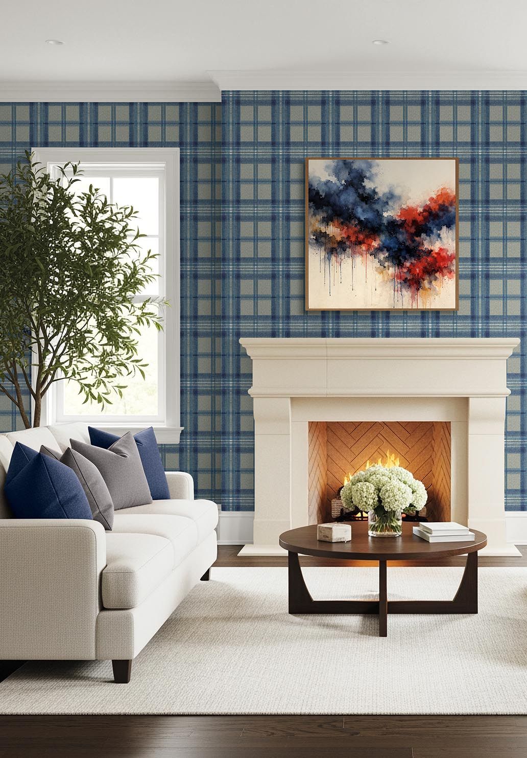CA10702 Berwick Gray and Blue Wallpaper by Carl Robinson for Today Int