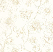 107070244 Silent Garden Blanc Or Wallpaper by Caselio