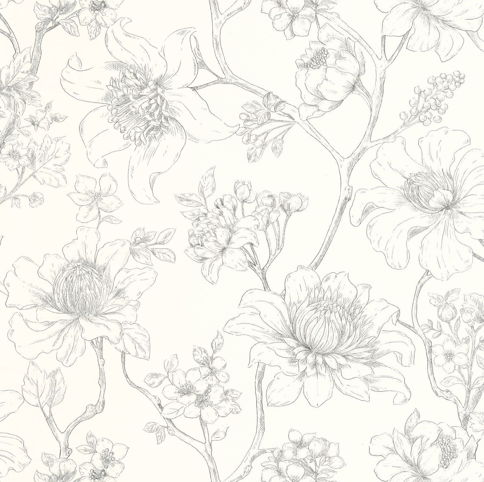 107070932 Silent Garden Noir Wallpaper by Caselio