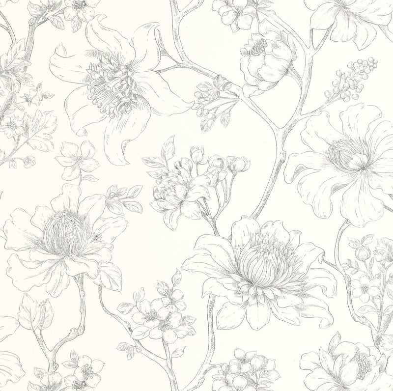 107070932 Silent Garden Noir Wallpaper by Caselio