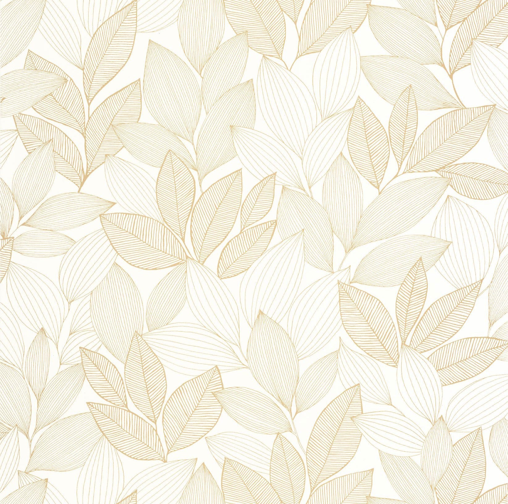 107150251 Little Botanica Blanc Or Wallpaper by Caselio