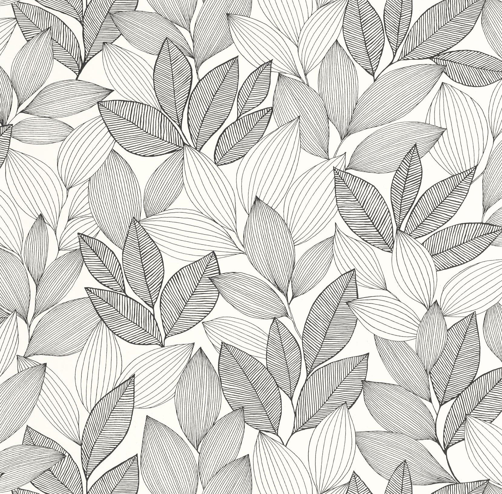 107150945 Little Botanica Noir Et Blanc Wallpaper by Caselio