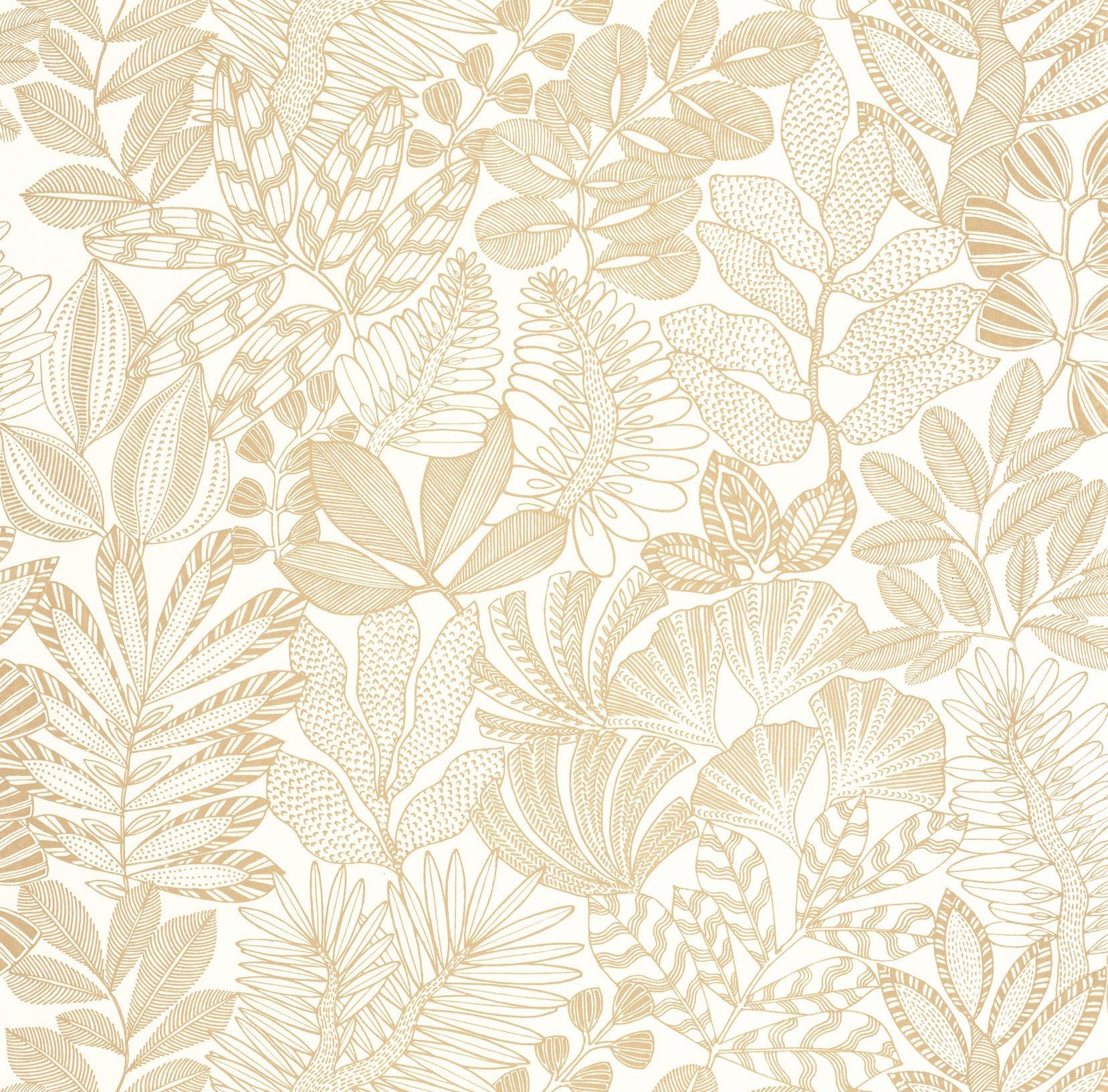 107160287 Golden Jungle Blanc Or Wallpaper by Caselio