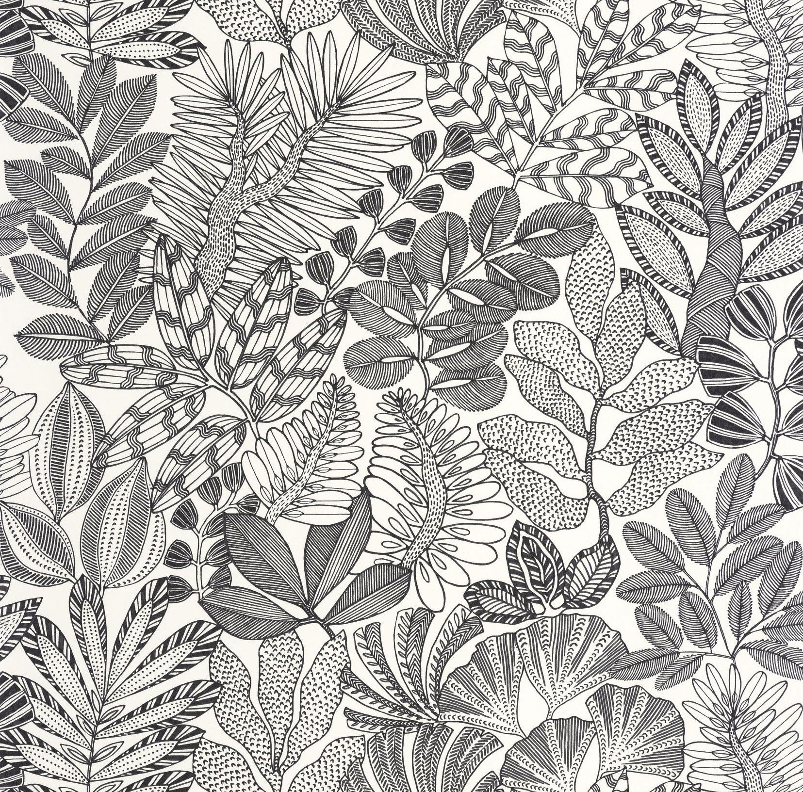 107160973 Golden Jungle Noir Et Blanc Wallpaper by Caselio