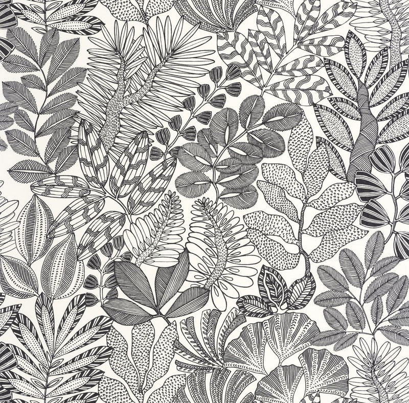 107160973 Golden Jungle Noir Et Blanc Wallpaper by Caselio