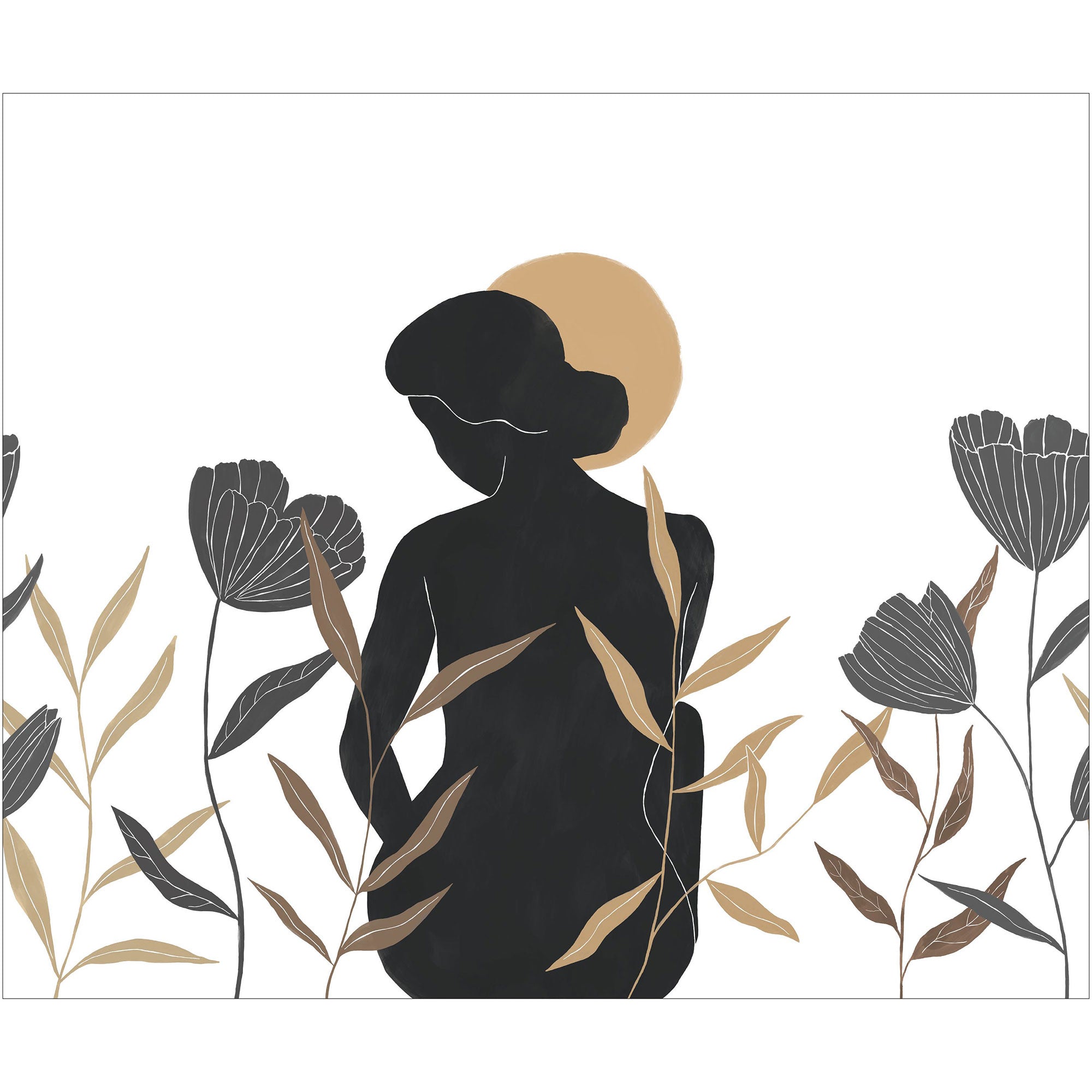 107240907 Moon Woman Noir Et Blanc Mural by Caselio