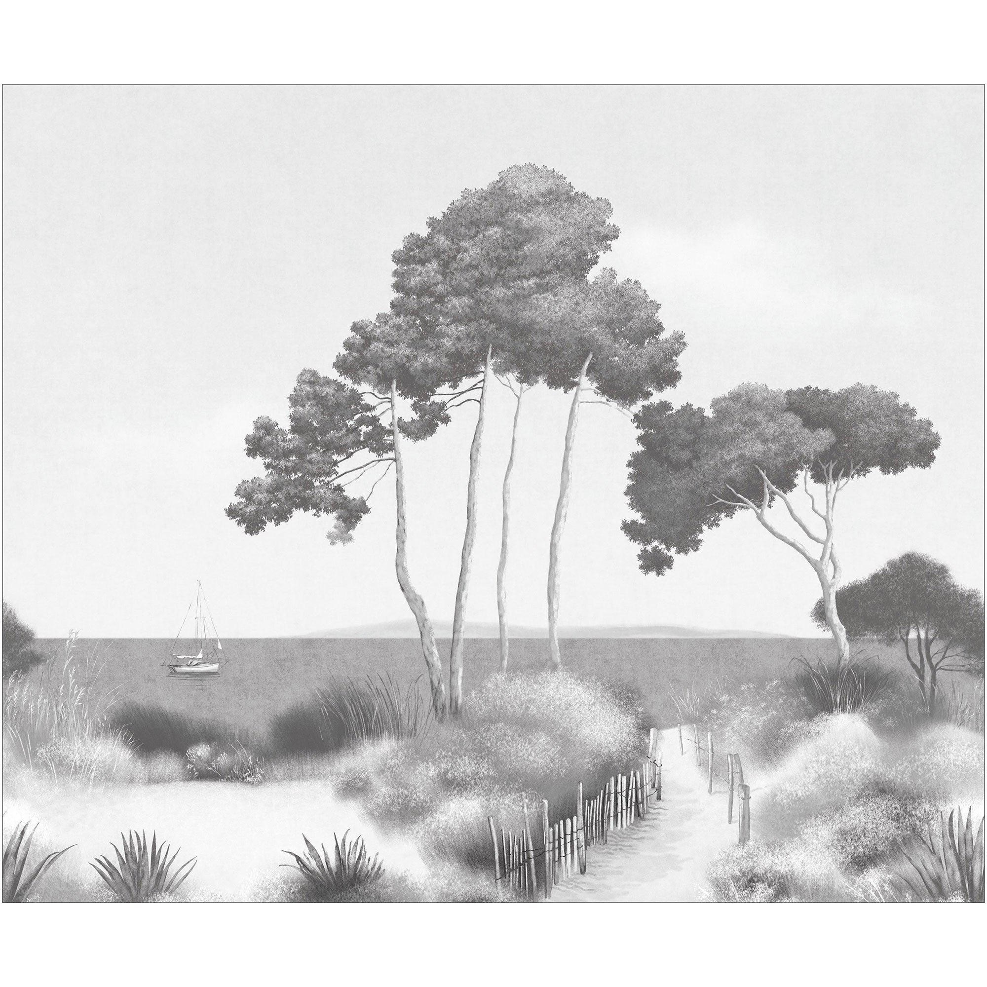 107270907 Seaside Noir Et Blanc Mural by Caselio