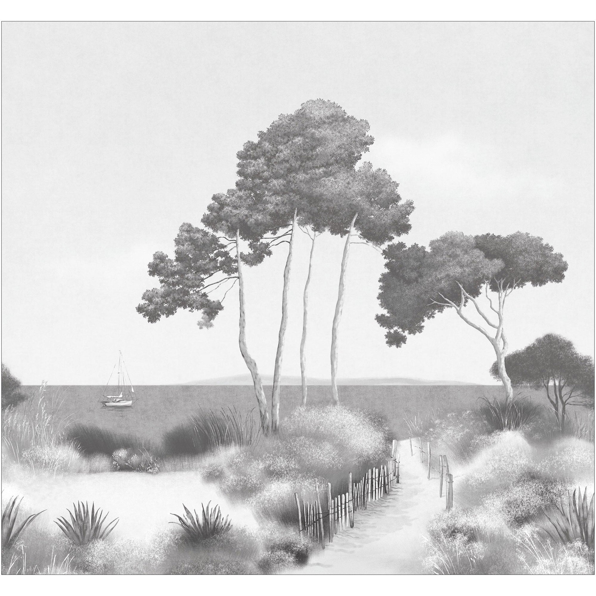 107270908 Seaside Noir Et Blanc Mural by Caselio